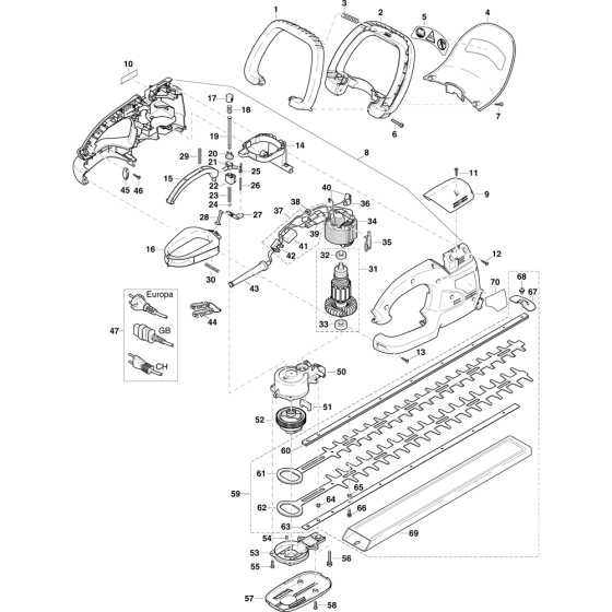 Complete Assembly for Makita UH5540 Hedge Trimmers