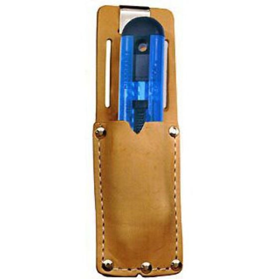 Knife Holster Sturdy Leather with Metal Belt Clip fits most Utility Knives