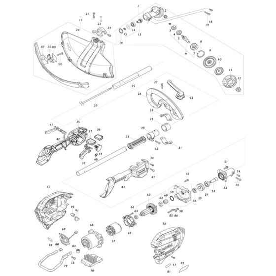 Complete Assembly for Makita UR007G Cordless Trimmer