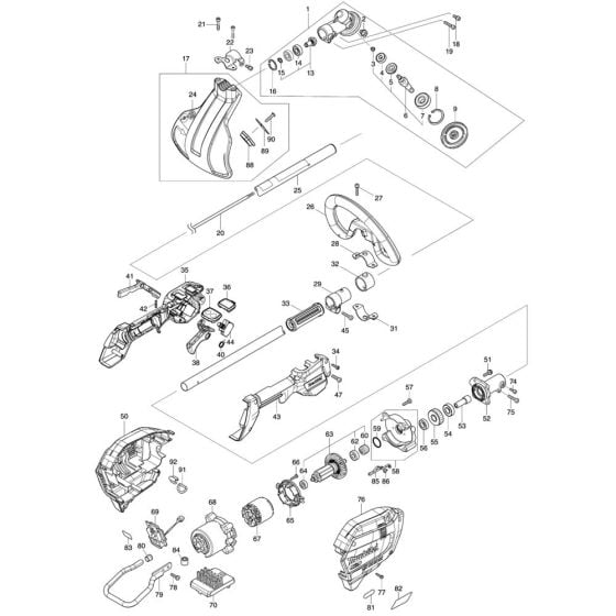 Complete Assembly for Makita UR008G Cordless Trimmer