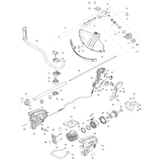 Complete Assembly for Makita UR012G Cordless Trimmer