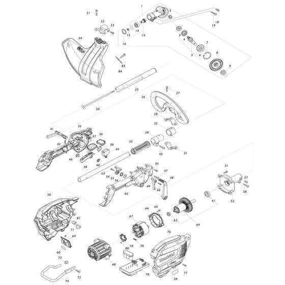 Complete Assembly for Makita UR014G Cordless Trimmer