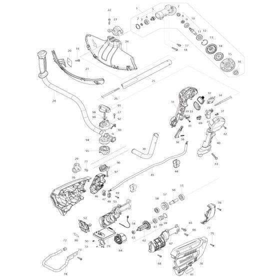 Complete Assembly for Makita UR016G Cordless Trimmer