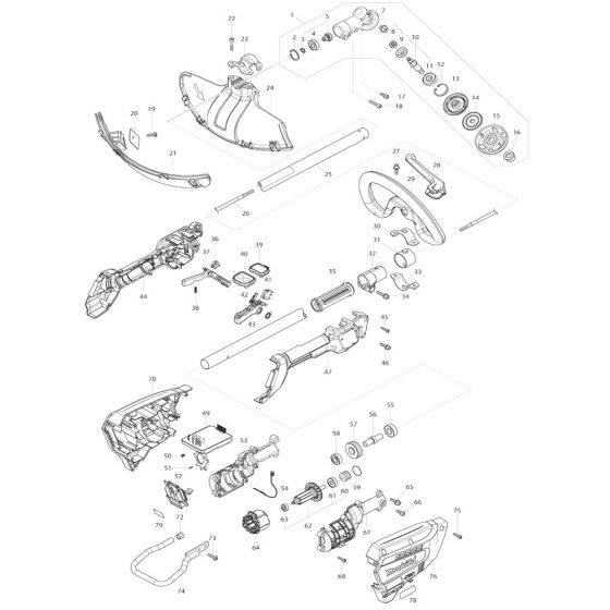 Complete Assembly for Makita UR017G Cordless Trimmer