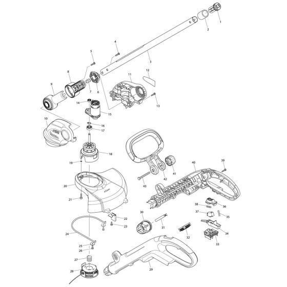 Complete Assembly for Makita UR180D Cordless Trimmer