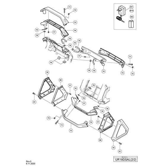 Frame Assembly for Hikoki UR18DSAL Cordless Radio