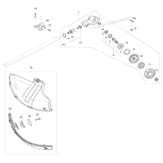 Shield Assembly for Makita UR201C Cordless Trimmer