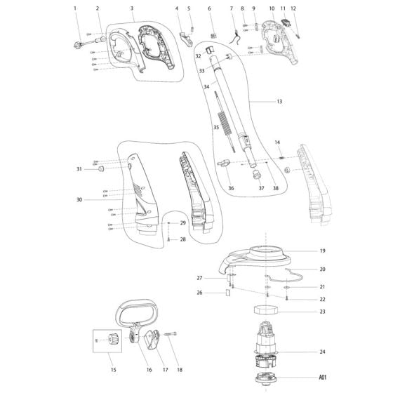 Complete Assembly for Makita UR3000 Electric Trimmer