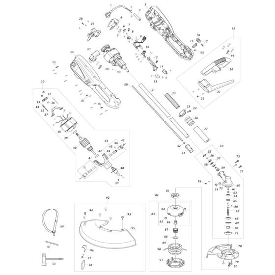 Complete Assembly for Makita UR3502 Electric Trimmer