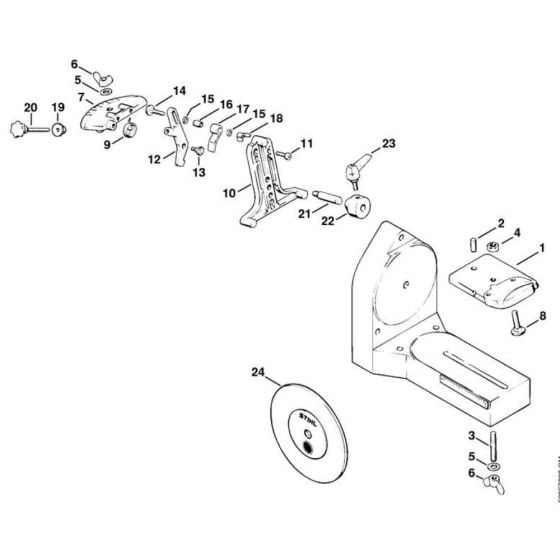 Swivelling support for circular saw blades for Stihl USG Chain Sharpener