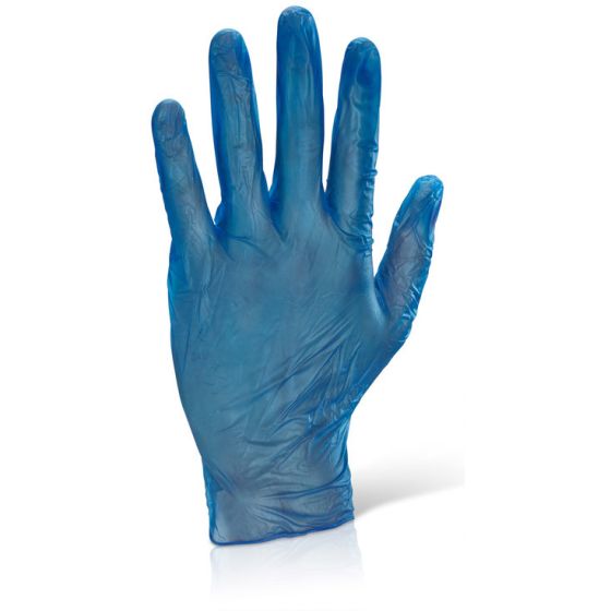 Vinyl Examination Gloves Pre-Powdered Disposable PVC Box of 1000 Blue MED