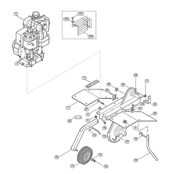 Basic Unit, Engine Assembly  for Stihl/ Viking VH 440  VH Tillers