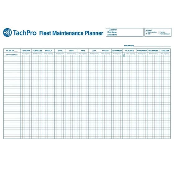 A1 Vehicle Maintenance & Record Wall Chart