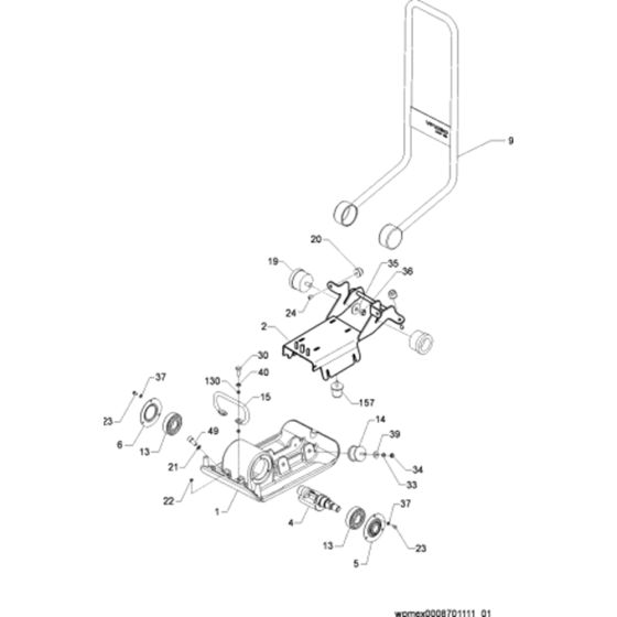 Baseplate/Console Assy for Wacker VP1030A 5000008701 (Honda) Rev. 114 Forward Plate Compactors