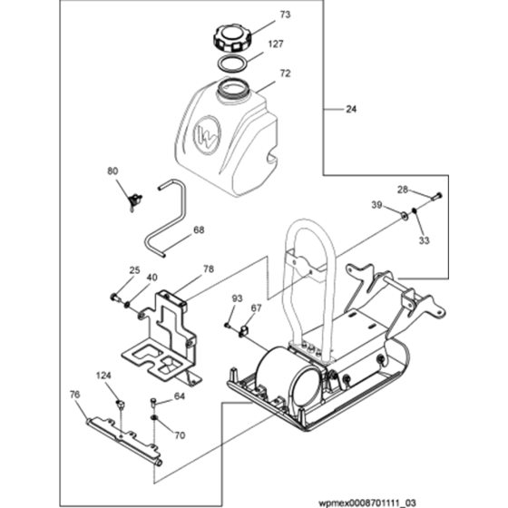 Water System Kit Assy for Wacker VP1030A 5000008701 (Honda) Rev. 114 Forward Plate Compactors