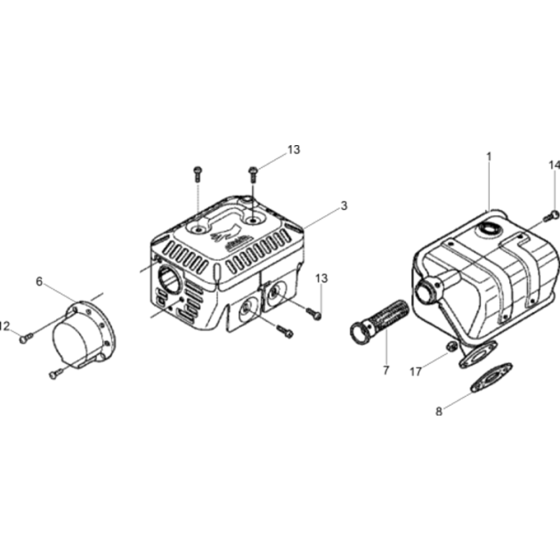 Muffler Assy for Wacker VP1135A-5100029066 (Honda) Rev.100 Plate Compactors.


