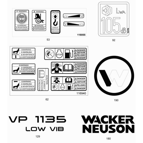 Decals for Wacker VP1135R Compactor