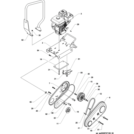 Drive Complete Ass'y for Wacker VP1550-5000008707 Rev.100 Plate Compactor