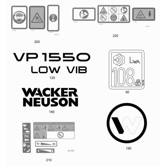 Decals for Wacker VP1550R Compactor