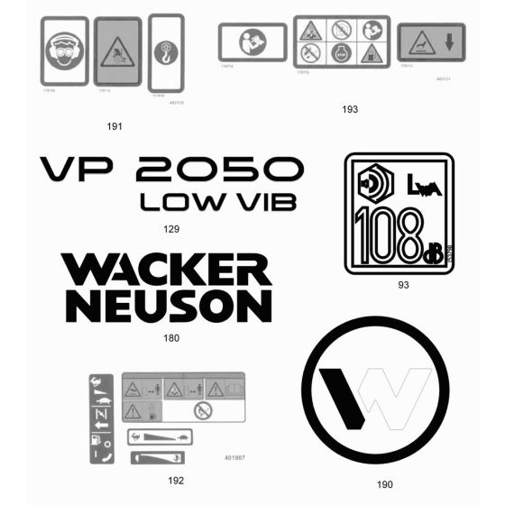 Decals for Wacker VP2050R Compactor