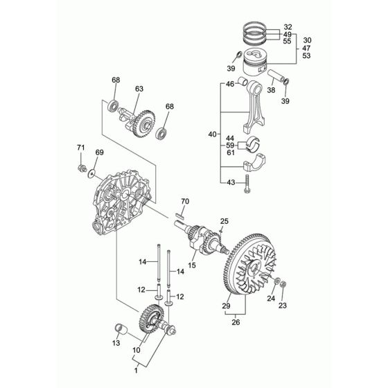 Crankshaft, Piston Assembly for Wacker VP2050Y Compactor