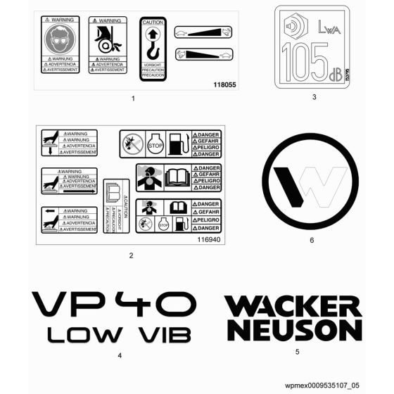 Decals for Wacker VP40H Compactor