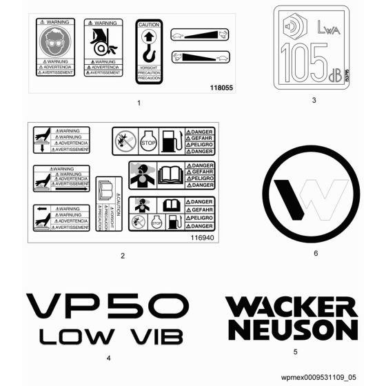 Decals for Wacker VP50H Compactor