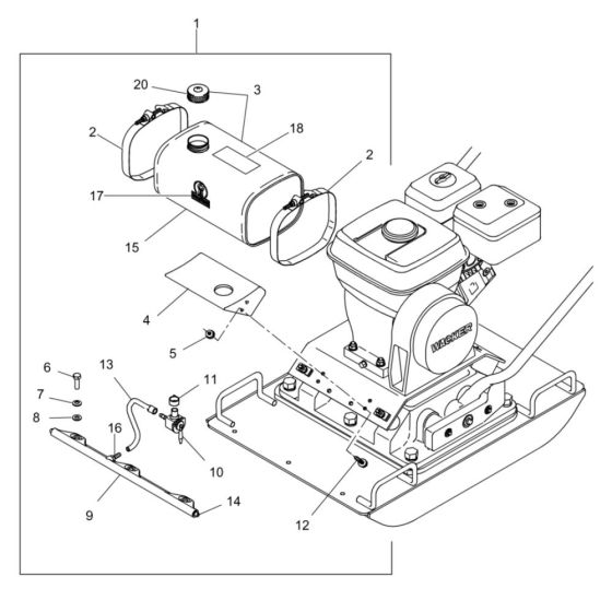 Water System Assembly for Wacker VPG165A Compactor