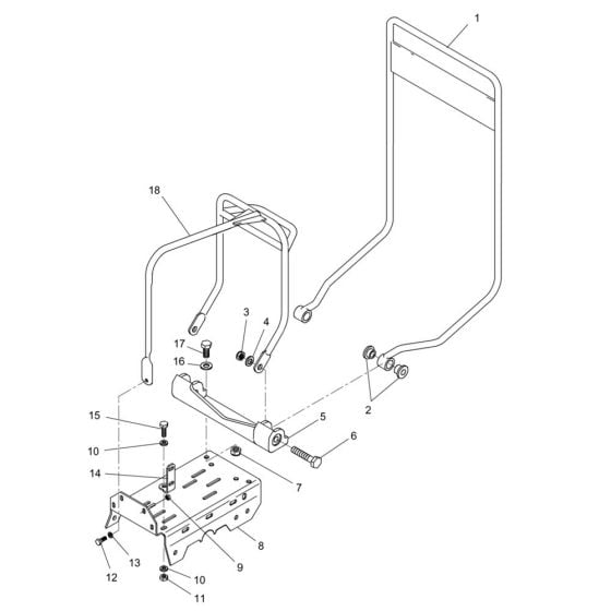 Guide Handle Assembly for Wacker VPX1740 Compactor