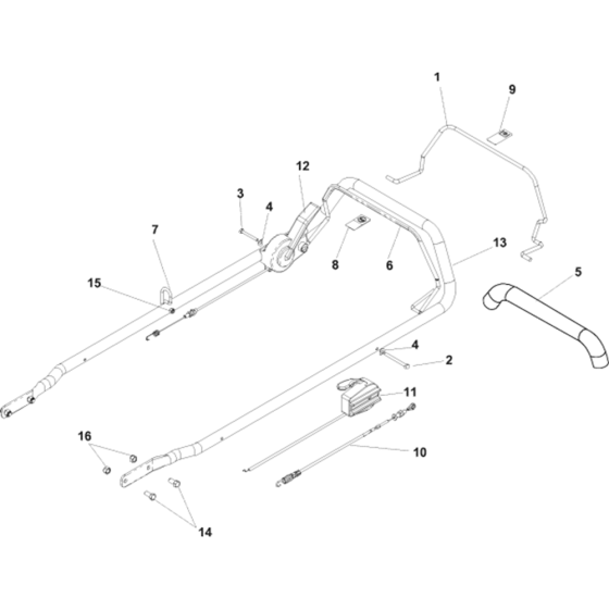 Handle and Controls Assembly for Husqvarna W21 K Commercial Lawn Mower