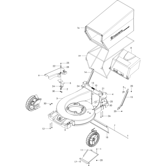 Chassis and Frame Assembly for Husqvarna W21 SBK Commercial Lawn Mower