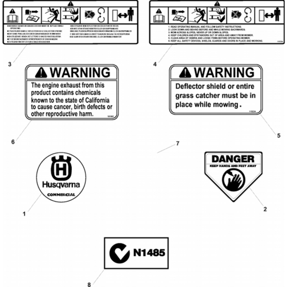 Decals Assembly for Husqvarna W21 SBK Commercial Lawn Mower