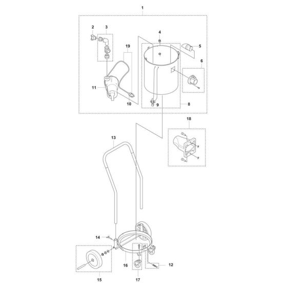 Tank Assembly for Husqvarna W 250 P Vacuum Cleaner