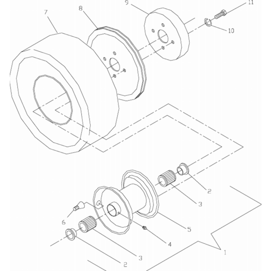 Traction Wheel-1 Assembly for Husqvarna W3212A Commercial Lawn Mower