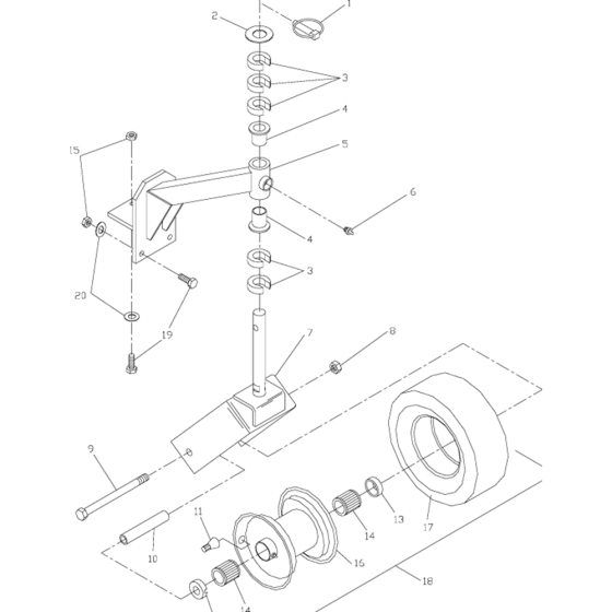 Casters Assembly for Husqvarna W3213A Commercial Lawn Mower