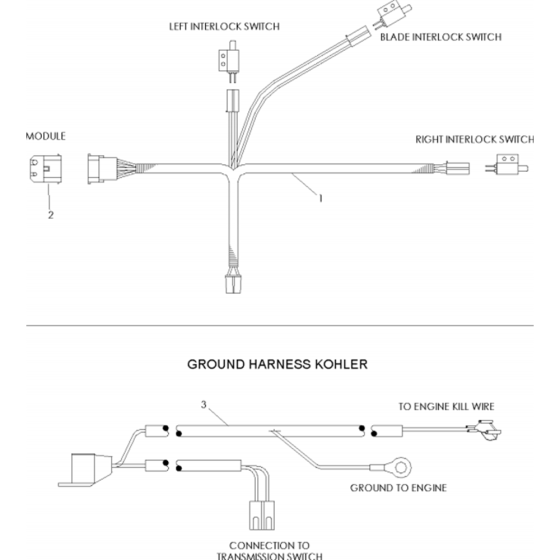 Wiring Harness Assembly for Husqvarna W3213P Commercial Lawn Mower