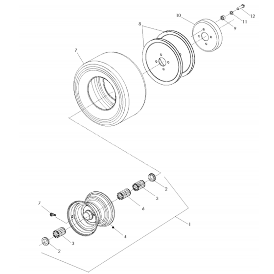 Wheels and Tires-1 Assembly for Husqvarna W3213P Commercial Lawn Mower