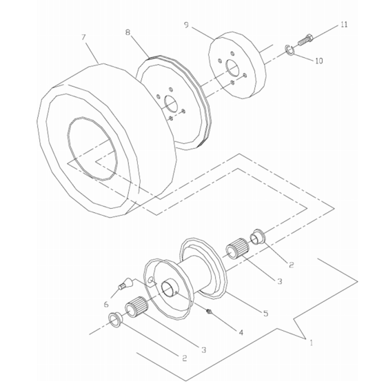 Wheels and Tires-1 Assembly for Husqvarna W3612A Commercial Lawn Mower