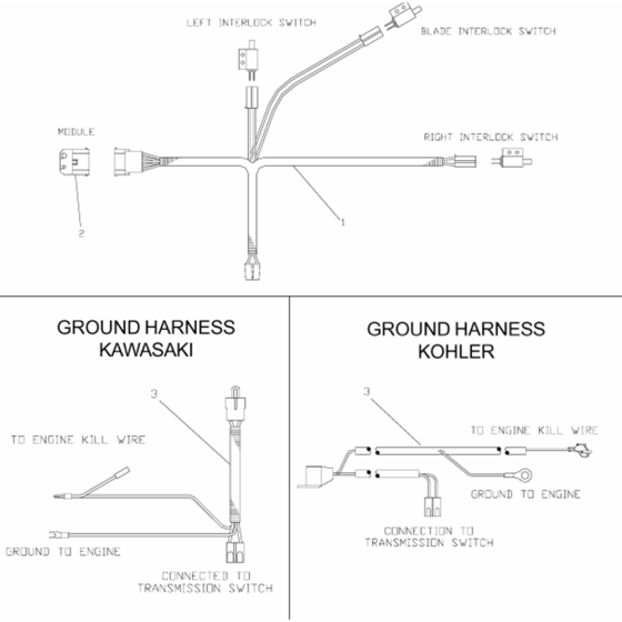 Wiring Harness Assembly for Husqvarna W4815A Commercial Lawn Mower