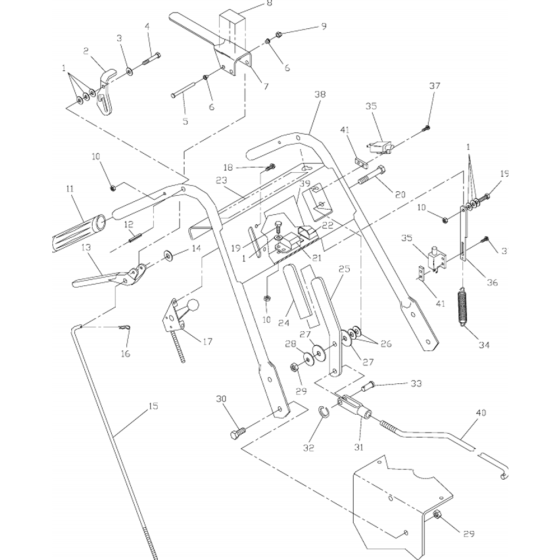 Upper Handle Controls Assembly for Husqvarna W4815A Commercial Lawn Mower