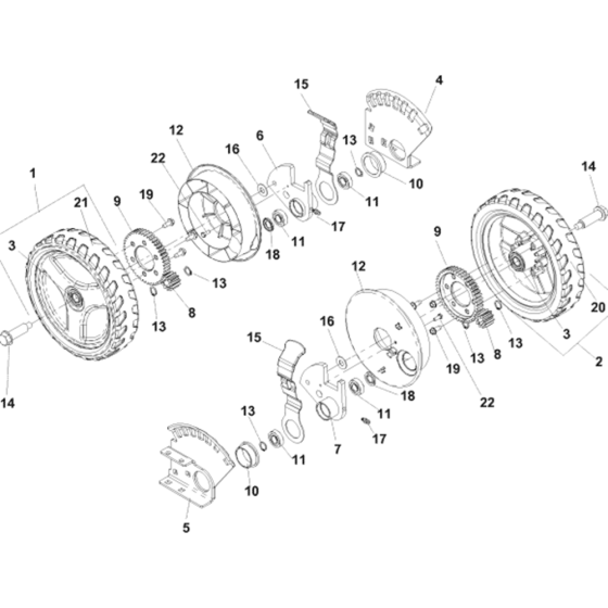 Rear Wheels-1 Assembly for Husqvarna W53SEK Commercial Lawn Mower