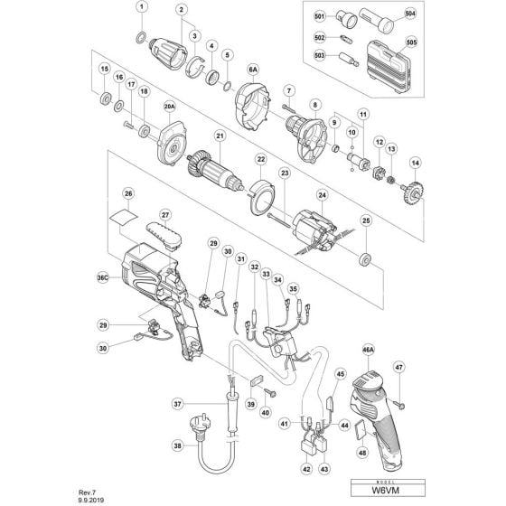 Main Assembly for Hikoki W6VM Screw Driver