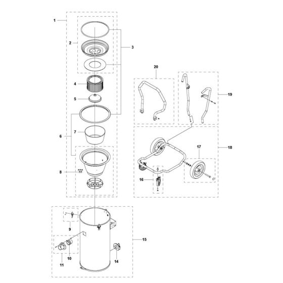 Tank Assembly for Husqvarna W 70 Vacuum Cleaner