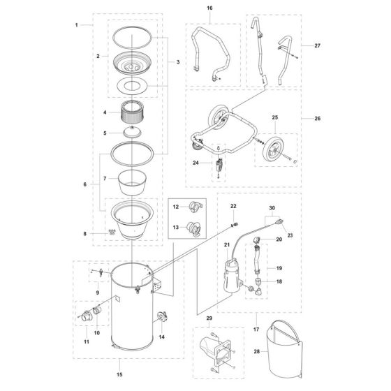 Tank Assembly for Husqvarna W 70 P Vacuum Cleaner