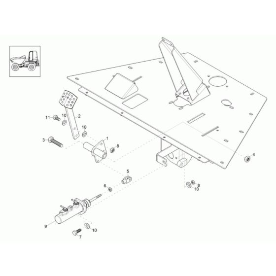 Foot Brake Assembly for Wacker 10001 Dumper