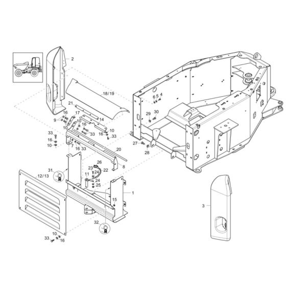 Rear Frame Assembly -1 for Wacker 10001 Dumper