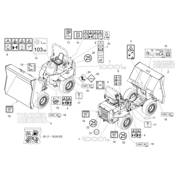 Decals for Wacker 10001 Dumper