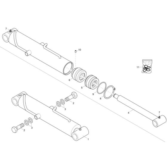 Tilt Ram Assembly for Wacker 1001 Dumper