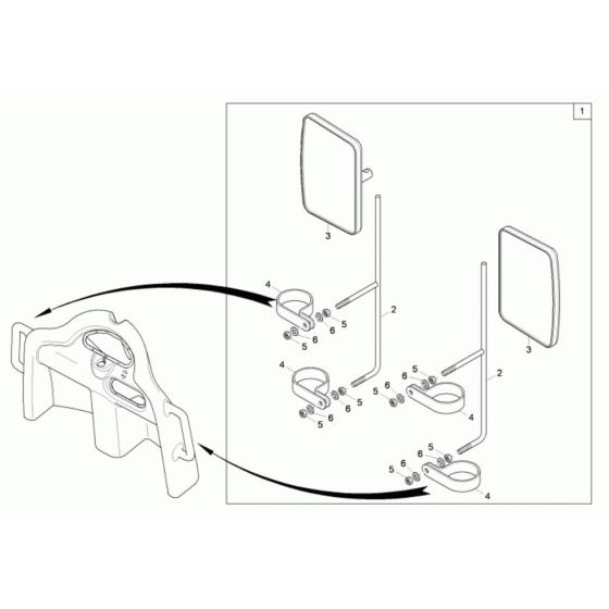 Mirror Assembly for Wacker 1001 Dumper