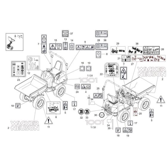 Decals for Wacker 1001 Dumper